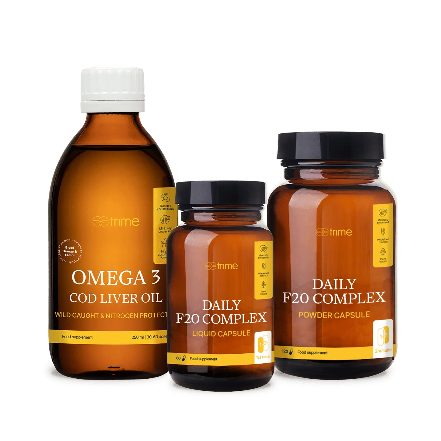 Daily F20 Complex y Omega 3 Cod Liver Oil - Pack de suplementos esenciales - paquete para 2 meses