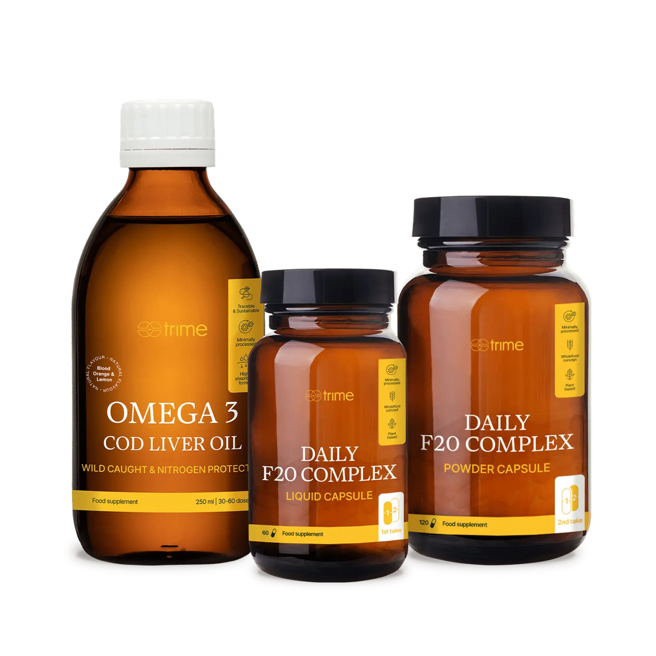Daily F20 Complex y Omega 3 Cod Liver Oil - Pack de suplementos esenciales - paquete para 2 meses