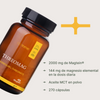 Características de ThreoMag Trime: 2000 mg de Magtein® que aportan 144 mg de magnesio elemental por dosis diaria, con aceite MCT en polvo para una mejor absorción.